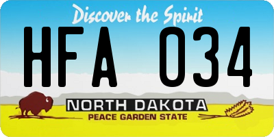 ND license plate HFA034