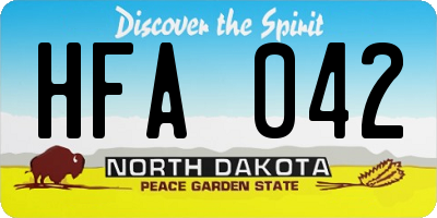 ND license plate HFA042