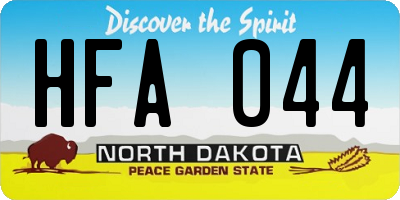 ND license plate HFA044