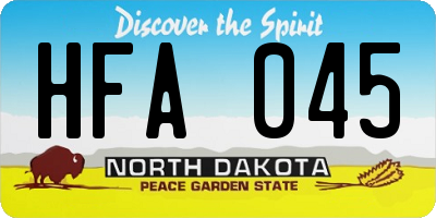 ND license plate HFA045
