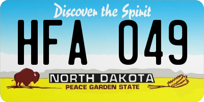 ND license plate HFA049
