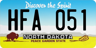 ND license plate HFA051
