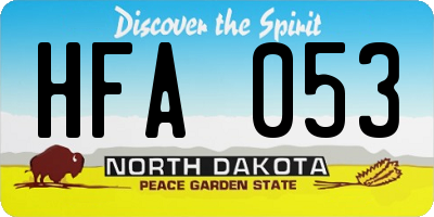 ND license plate HFA053
