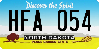 ND license plate HFA054
