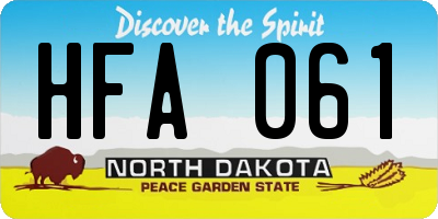 ND license plate HFA061