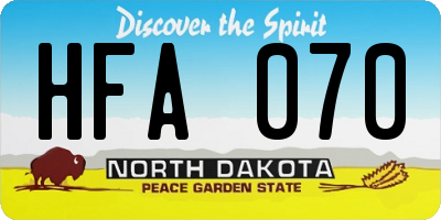 ND license plate HFA070