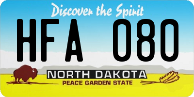 ND license plate HFA080