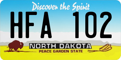 ND license plate HFA102