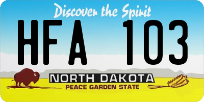 ND license plate HFA103