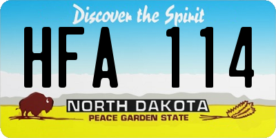 ND license plate HFA114