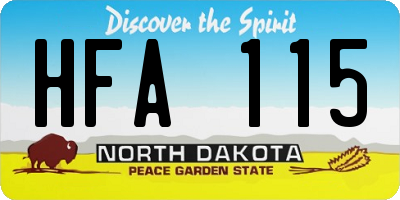 ND license plate HFA115