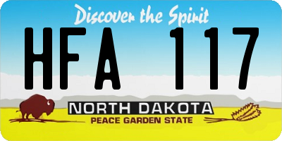 ND license plate HFA117