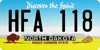 ND license plate HFA118