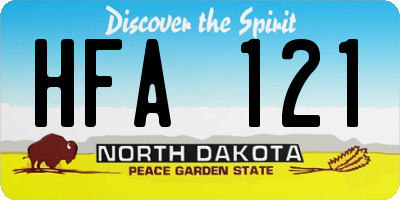 ND license plate HFA121