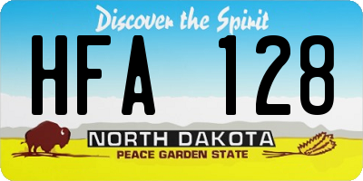 ND license plate HFA128