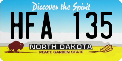 ND license plate HFA135