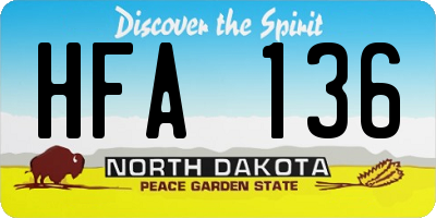 ND license plate HFA136