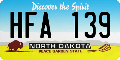 ND license plate HFA139