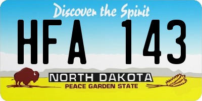 ND license plate HFA143