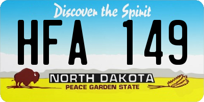 ND license plate HFA149
