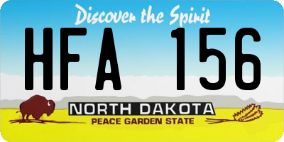 ND license plate HFA156