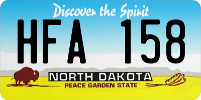 ND license plate HFA158