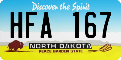 ND license plate HFA167