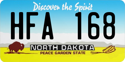 ND license plate HFA168