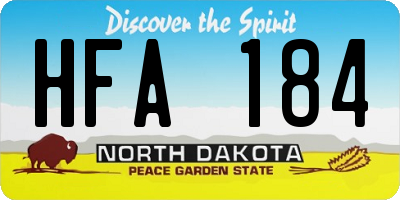 ND license plate HFA184