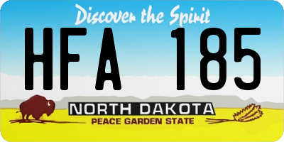 ND license plate HFA185