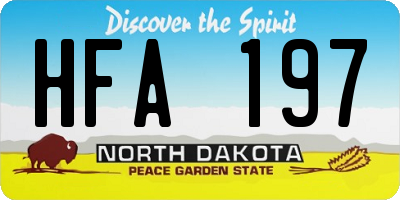ND license plate HFA197