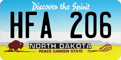 ND license plate HFA206