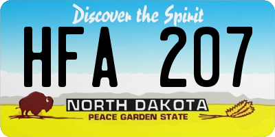 ND license plate HFA207