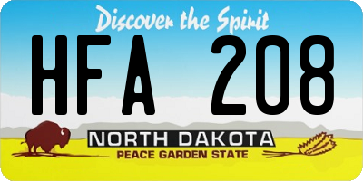 ND license plate HFA208