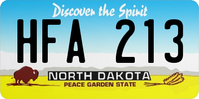 ND license plate HFA213