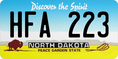 ND license plate HFA223