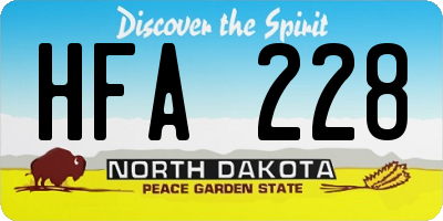 ND license plate HFA228