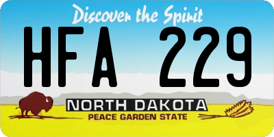 ND license plate HFA229