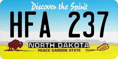 ND license plate HFA237
