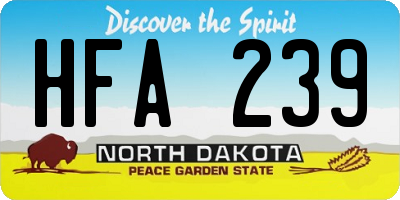 ND license plate HFA239