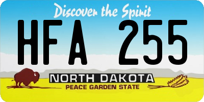 ND license plate HFA255
