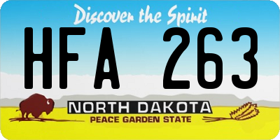 ND license plate HFA263