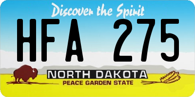 ND license plate HFA275