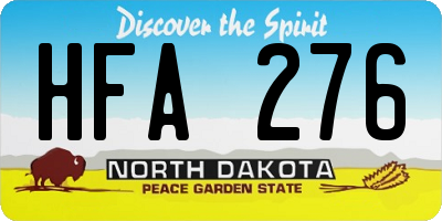 ND license plate HFA276