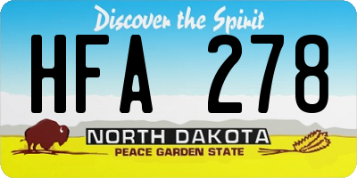 ND license plate HFA278
