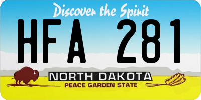 ND license plate HFA281