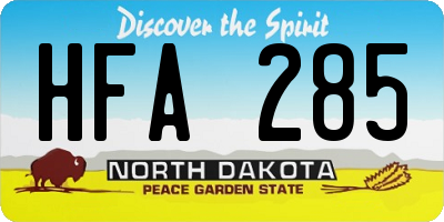 ND license plate HFA285