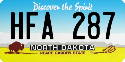 ND license plate HFA287
