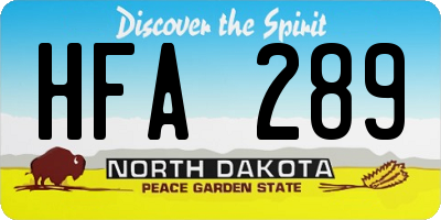 ND license plate HFA289