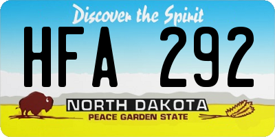 ND license plate HFA292